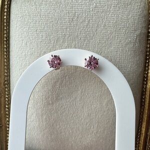 Hexagonal Pink ZC Stud Earrings